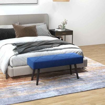 HOMCOM End of Bed Bench with Steel Legs - Blue - 831-691V70DB