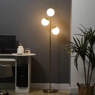 HOMCOM 3-Light Tree Floor Lamp - Gold - B31-319V70GD