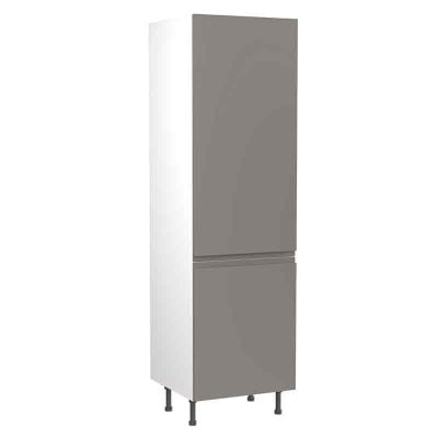 Kitchen Kit J-Pull 600mm Tall Larder Cabinet - Super Gloss - Dust Grey -  Flatpacked - FKKJ0334