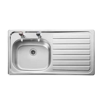 Leisure Lexin 1 Bowl Inset Kitchen Sink with Right Hand Drainer - Satin Stainless Steel - LN95R/