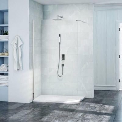 Merlyn 8 Series Curved Shower Wall with MStone Tray 900mm x 900mm - S8CURV900B