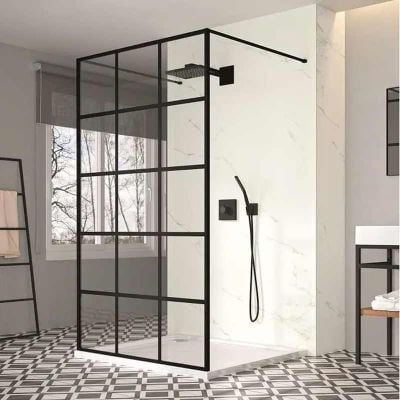 Merlyn Black Squared Double Entry Shower Wall Panel 1200mm - BLKFSWCTL120D
