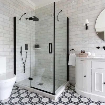 Merlyn Black 900mm Hinge & Inline Shower Door with MStone Tray - BLKBH900SP - DISCONTINUED