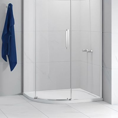Merlyn Touchstone Offset Quadrant Left Hand Shower Tray Without Waste - White - 1200 x 800mm - S128QLTO