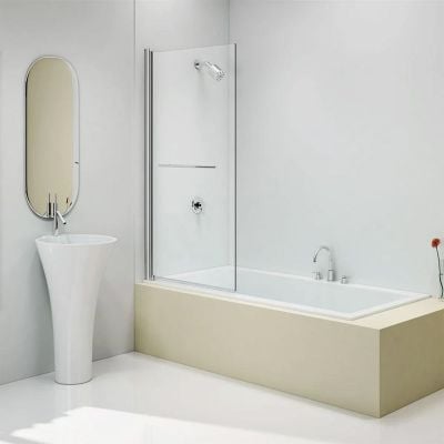 Merlyn Single Square Bath Screen with Towel Rail 800mm - MB2T