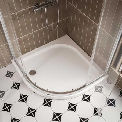 Merlyn MStone Quadrant Shower Tray with 90mm Fast Flow Waste - White - 800mm - D80Q