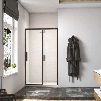 Merlyn Black Sliding Shower Door 1400mm with MStone Tray - BLKBFSL1400H - DISCONTINUED