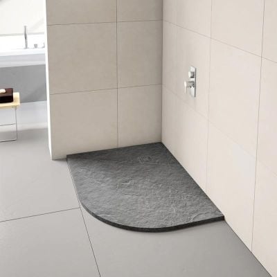 Merlyn Truestone Offset Quadrrant Shower Tray Right Hand with Waste - Fossil Grey - 1200 x 900mm - T129HFR