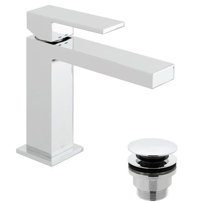 Vado Notion Slimline Mono Basin Mixer Smooth Bodied Single Lever Deck Mounted With Clic-Clac Waste - Chrome - NOT-200/CC-C/P