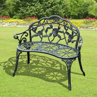 Outsunny Cast Aluminum Garden Bench - Antique Green - 01-0794