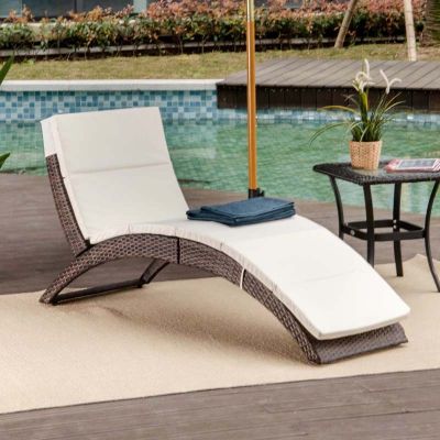 Outsunny Rattan Wicker Folding Sun Lounger-Brown Lifestyle