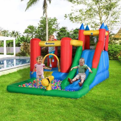 Outsunny 6-in-1 Bouncy Castle with Slide & Pool - 330cm x 245cm x 215cm - 342-018V70