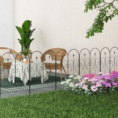 Outsunny Decorative Heart Fence Panels - Pack of 5 - Black - 844-796V00BK