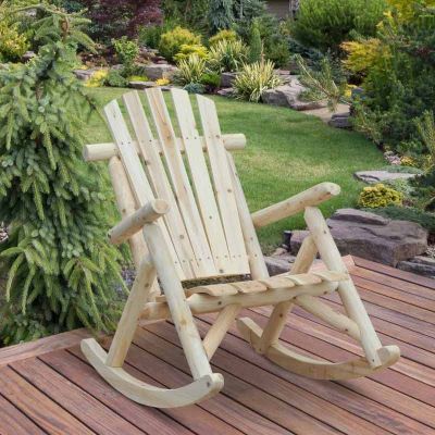 Outsunny Garden Rocking Chair - Natural Wood - 84A-046