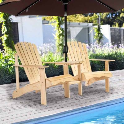 Outsunny 2-Seater Garden Bench With Table - Natural - 84B-396ND
