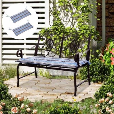 Outsunny 2 Piece Swing Chair Cushion - 50x1200x500mm - Blue Stripes - 84B-431V70BU