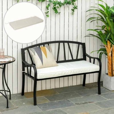 Outsunny 2-seater Garden Bench Cushion - 80x1200x500mm - White - 84B-516V71CW