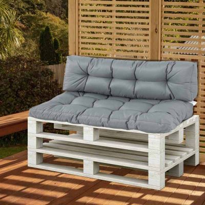 Outsunny 2 Piece Back and Seat Garden Bench Cushion - Grey - 84B-521V70