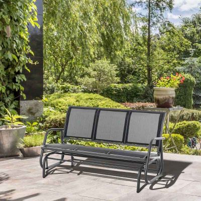 Outsunny 3-Seat Glider Rocking Garden Bench for 3 People - Black - 84B-531