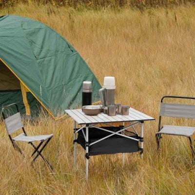 Outsunny Portable Camping Table With Mesh Bag - Black - 84B-567SR