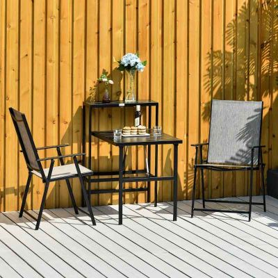 Outsunny 3 Piece Folding Outdoor Furniture Set - Grey - 84B-615GY