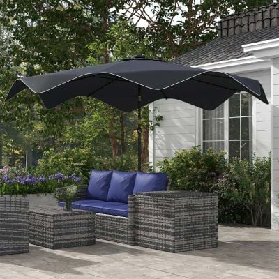 Outsunny 3m Solar Tilting Parasol With LED And Crank - Dark Grey - 84D-328V00CG