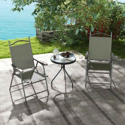 Outsunny Folding Camping Chairs Set With Armrest - Brown - 84G-298V00DR