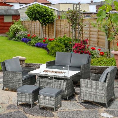 Outsunny 6 Seater Rattan Garden Furniture Set