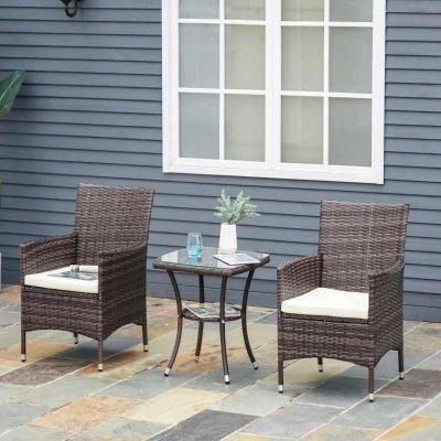 Outsunny Set of 2 Rattan Armchairs - Mixed Brown - 861-004BN