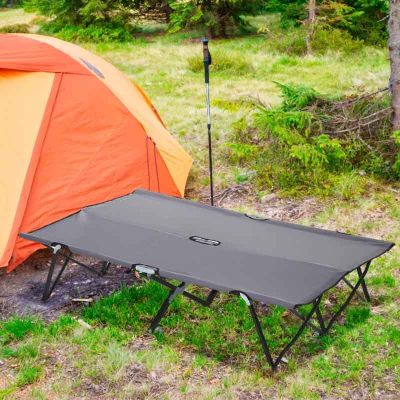 Outsunny Folding Camping Bed With Carry Bag - Grey - A20-030GY