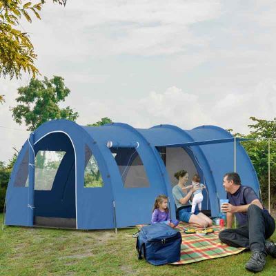 Outsunny 6 Man Tent - Blue - A20-304V00BU