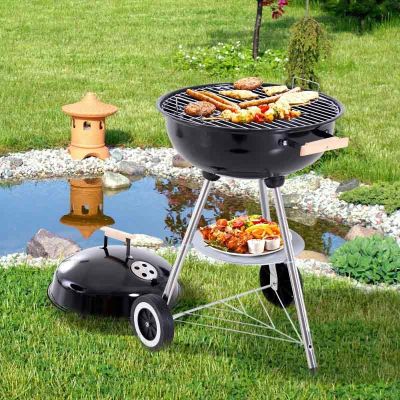 Outsunny Portable Charcoal BBQ Grill - Black/Silver - 846-033 Main Image