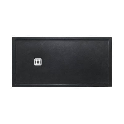 Roca Terran 1000 x 800 Superslim Stonex Shower Tray With Frame - Black - P1023E832041400