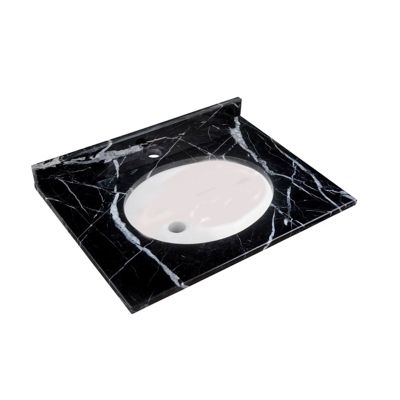 RAK Ceramics Washington 620mm Marble Countertop & Inset Basin - 1 Tap Hole - Black - RAKWCM60B1