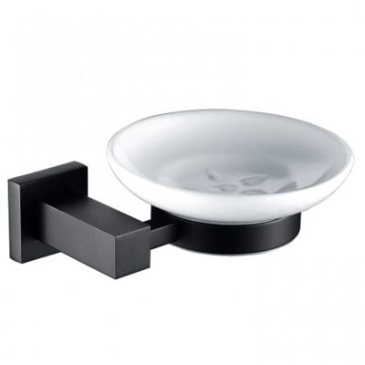 RAK Ceramics Cubis Round Soap Dish Wall Mounted - Black - RAKCUB9905B