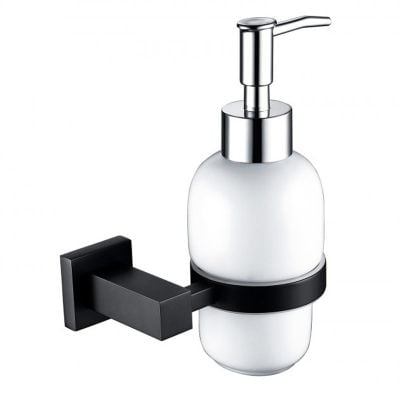 RAK Ceramics Cubis Soap Dispenser Wall Mounted - Black - RAKCUB9907B