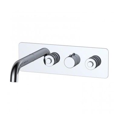 RAK Ceramics Prima Tech Dual Outlet Concealed Thermostatic Bath and Shower with Back Plate - Chrome - RAKPRT3023