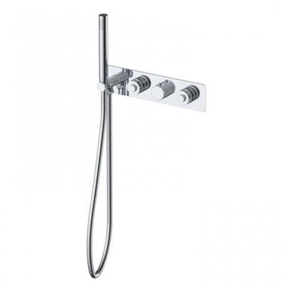 RAK Ceramics Prima Tech Dual Outlet Concealed Thermostatic Shower with Hand Shower and Back Plate - Chrome - RAKPRT3026