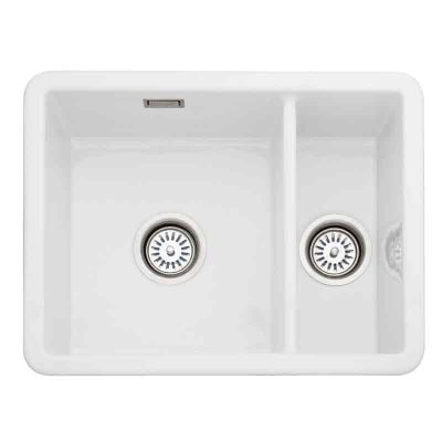 Rangemaster Rustique Ceramic Inset or Undermount 1.5 Bowl Sink 557x430mm - White - CRUB3315WH/