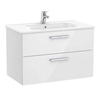 Roca Victoria 800mm 2 Drawer Vanity Unit - Gloss White - A857470806