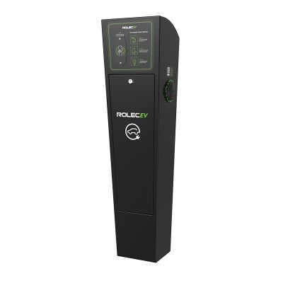 Rolec AutoCharge Smart EV Charging Pedestal - 2x up to 22kW 3PH Type 2 Sockets - Black - ROLEC0023B