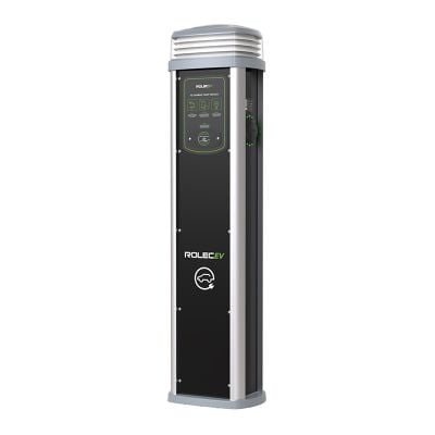 Rolec Quantum Smart EV Charging Pedestal - 2x up to 7.4kw Type 2 Sockets - Black - ROLEC0421B