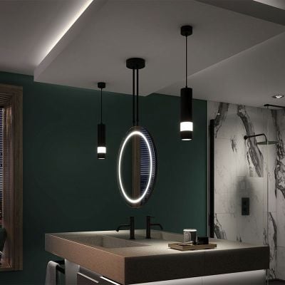 Sensio Ivy Hanging Two-sided Colour Changeable LED Mirror 1440x600x140mm - Matt Black - SE30298P0