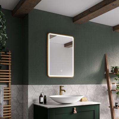 Sensio Frontier Colour Changing LED Mirror 700x500 - Brushed Brass