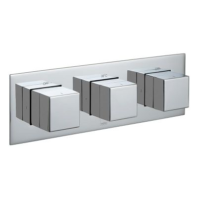 Vado Tablet Notion Vertical Concealed 2 Outlet, 3 Handle Thermostatic Shower Valve - Chrome - TAB-128/2-NOT-C/P