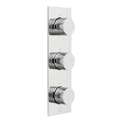 Vado Omika Two Outlet Three Handle Vertical Tablet Thermostatic Valve - Chrome - TAB-128/2-OMI-C/P