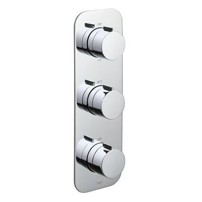 Vado Tablet Altitude Vertical Concealed 3 Outlet, 3 Handle Thermostatic Shower Valve With All-Flow Function - Chrome - TAB-128/3-ALT-C/P