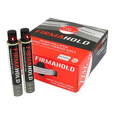 Timco FirmaHold Collated Clipped Head Nails & Fuel Cells - Trade Pack - Part Ring Shank - FirmaGalv + Box 2200pcs - 3.1 x 90/2CFC - CPLT90PG