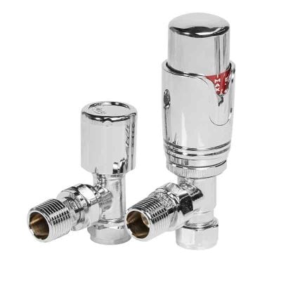 Towelrads Angled TRV & Lockshield Radiator Valve - Chrome - 125005