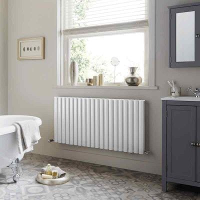 Towelrads Dorney Double Hot Water Radiator 600mm x 592mm - White - 128010 Lifestyle1